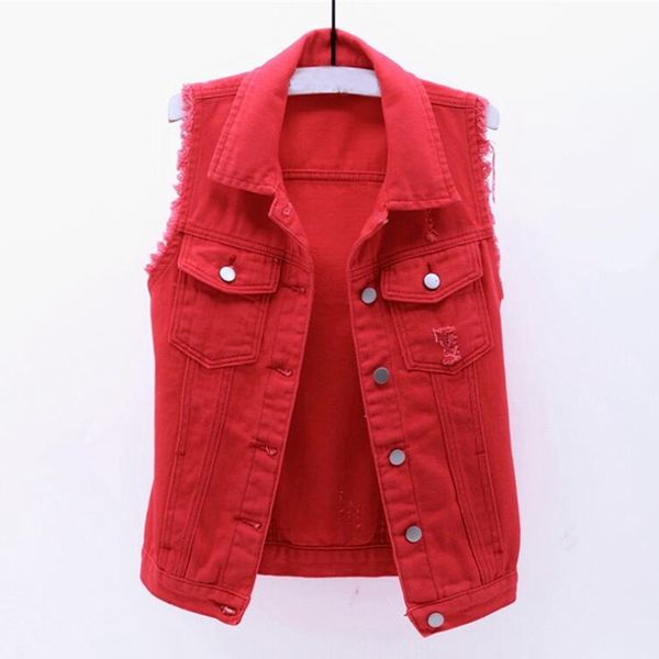 

waistcoat women casual vest students girl denim female fashion short sleeveless jacket ripped cardigan plus size 5xl vests, Black;brown