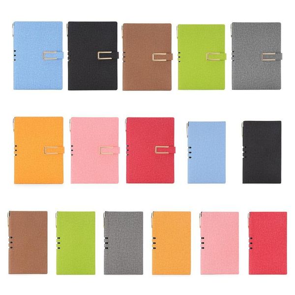 

pc vintage a5 a6 pu leather business journal notebook lined paper diary planner notepad with buckle stationery school supplies notepads, Purple;pink