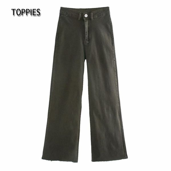 

ies women jeans high waist wide leg pants trousers high street female denin pants zipper fly 210412, Blue