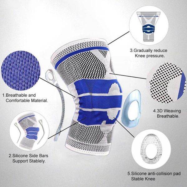 

elbow & knee pads sports support silicone spring tactical running pad dance protector brace kneecap basketb w8o0, Black;gray