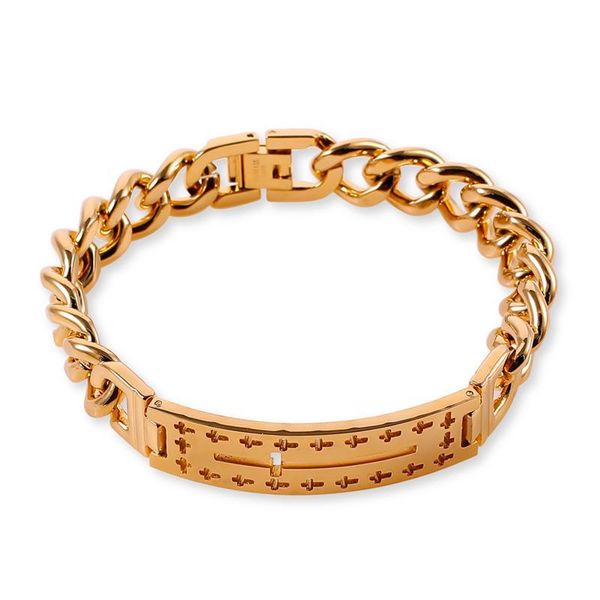 

cuff huaqi titanium steel men's bracelet personality locomotive chain rock style stainless fashion silver bangle, White