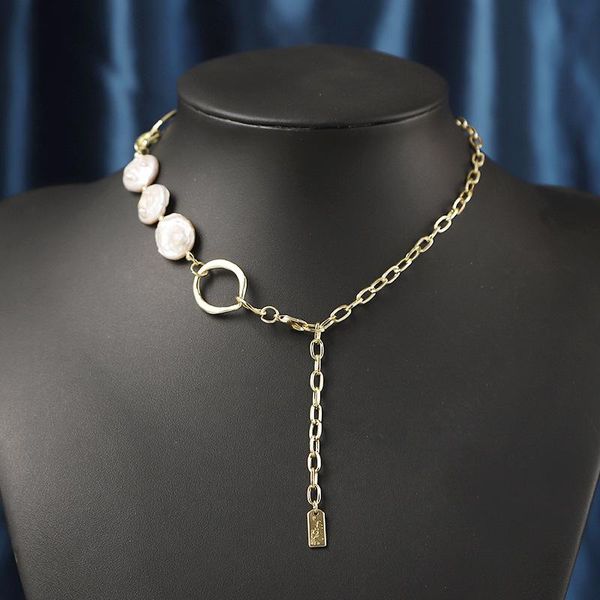 

pendant necklaces necklace niche design pearl female retro simple cold wind light luxury clavicle chain, Silver