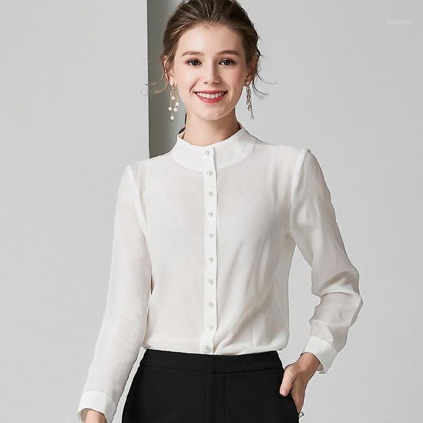 

women's blouses & shirts white silk blouse for women long sleeve plus size casual office dress clothes elegant drop
