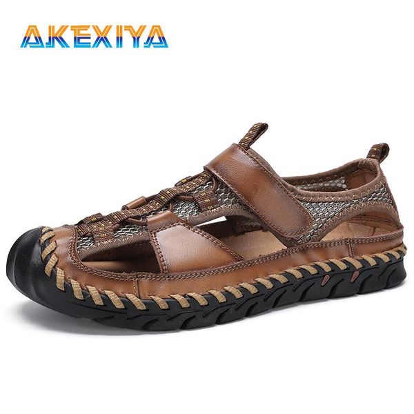 

sandals men's shoes summer leather beach fashion outdoor, Black