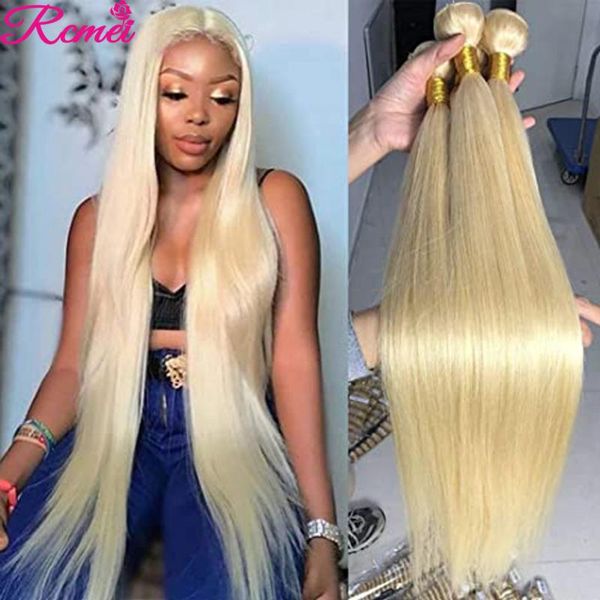 

human hair bulks 613 honey blonde 1/3/4 brazilian bundle straight weave 100% remy weft 26 28 30 32 inch rcmei, Black