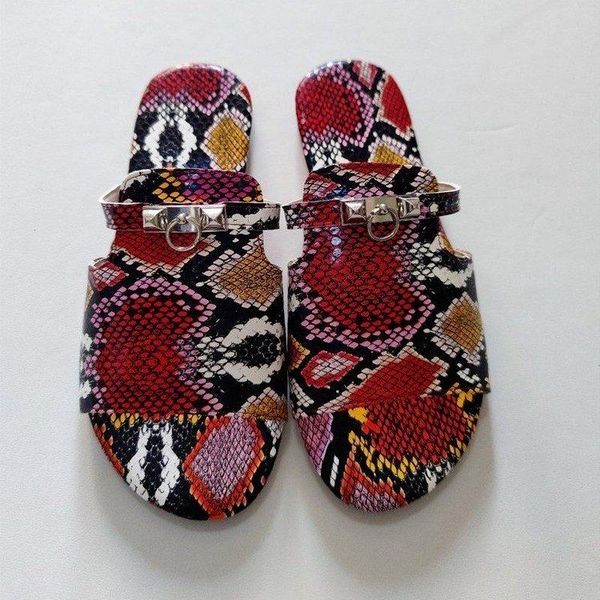 

slippers 2021 big size summer women snakeskin flats female fashion slides shoes ladies outside beach casual 43, Black