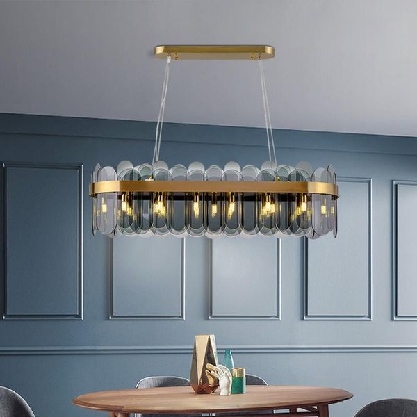 

modern crystal chandelier luxury glass living room lamp simple creative oval chandelier10 lights pendant lamps