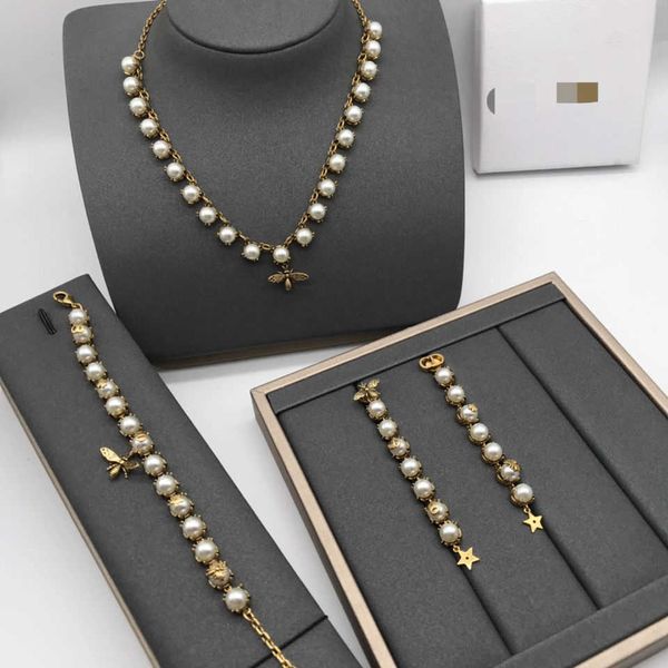 

[gaopin] d d new high luxury necklace bracelet earring set counter matching clothing and designer jewelry, Silver