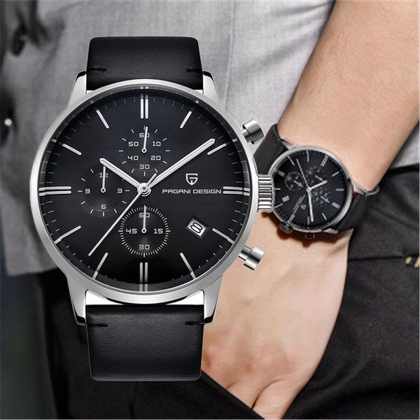 

wristwatches 2021 pagani design watch men mens watches waterproof leather sports quartz relogio masculino militar, Slivery;brown
