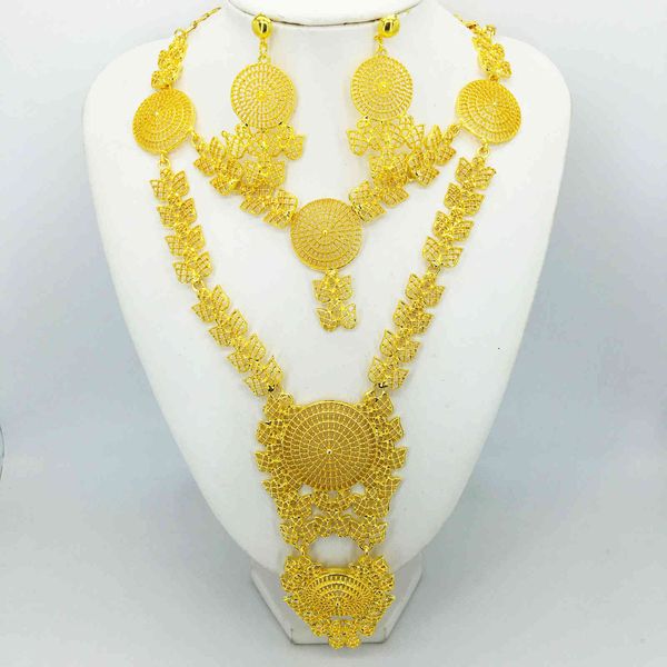 

jewelry sets fashion wedding dubai africa nigeria african set gold-color necklace earrings romantic woman bridal, Black