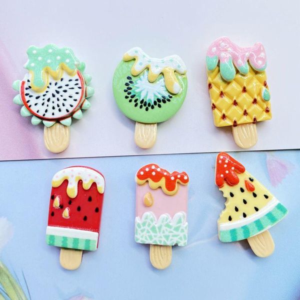

/ 20 piece kawai cartoon fruit popsicle series flat back resin convex circular scrapbook diy accessories d67a decorative objects & figurines