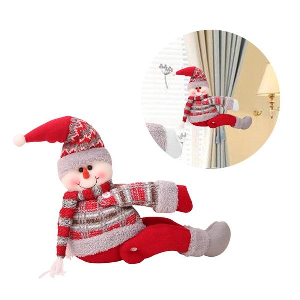 

curtain & drapes 2 pcs home clips cartoon doll buckle window display christmas decoration gift (snowman)