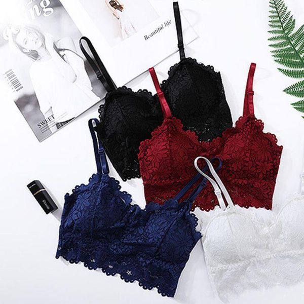 

gym clothing woman bra lace female seamless push up wireless bralette lingerie unpadded. transparent brassiere intimates underwear, White;black