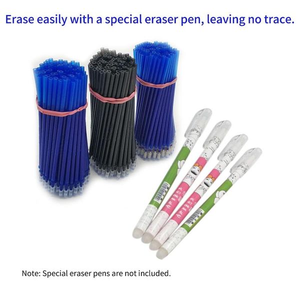 

gel pens 100 pieces black ink erasable pen refills fine point 0.5mm replacement for office school