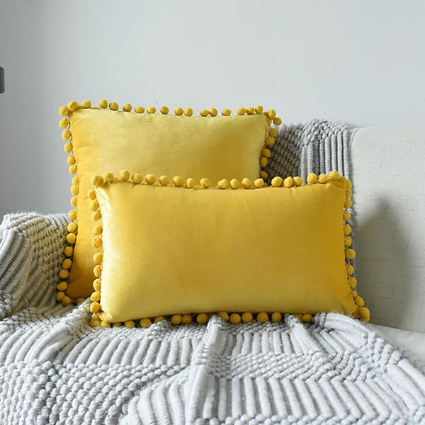 

cushion/decorative pillow decorative cushions for sofa hair ball lace velvet cushion cover living room throw pillows case bed decor 45*45/30