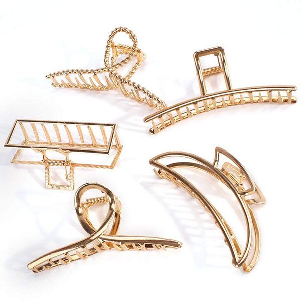 

hair clips large metal claw for women catch barrette jaw clamp half bun hairpins retro geometric korean style pearl pin