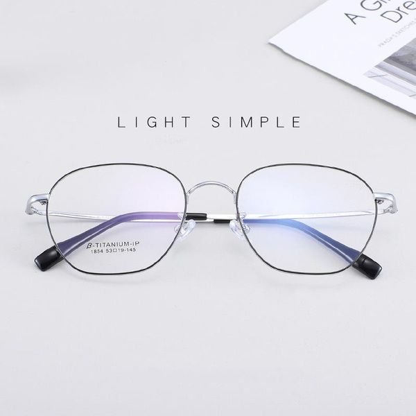 

fashion sunglasses frames retro round frame titanium glasses men's eye for male femla myopia flat mirror ultra light, Black