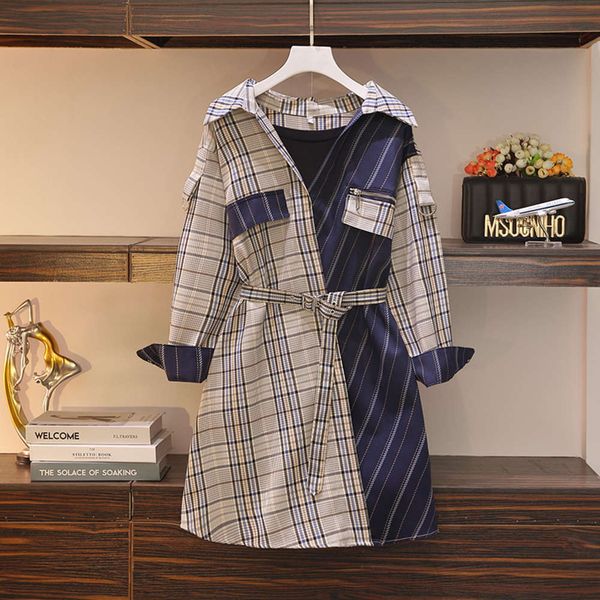 

casual dresses dress early autumn large women's slightly fat sister age reduction show thin waist temperament design shirt tbu9, Black;gray