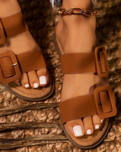 

slippers est women fashion beach slides summer shoes belt buckle flat sandals outdoor female casual zapatos mujer, Black