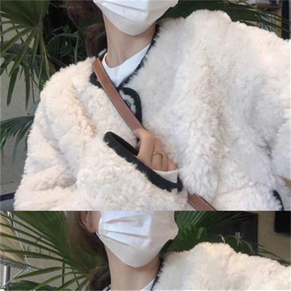 

women's fur & faux women coat autumn winter long sleeve fashion pink elegant thick warm outerwear fake jacket casual, Black