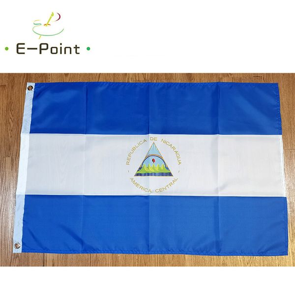 Drapeau du Nicaragua 3 * 5ft (90cm * 150cm) Décoration de bannière en polyester battant des drapeaux de jardin à la maison