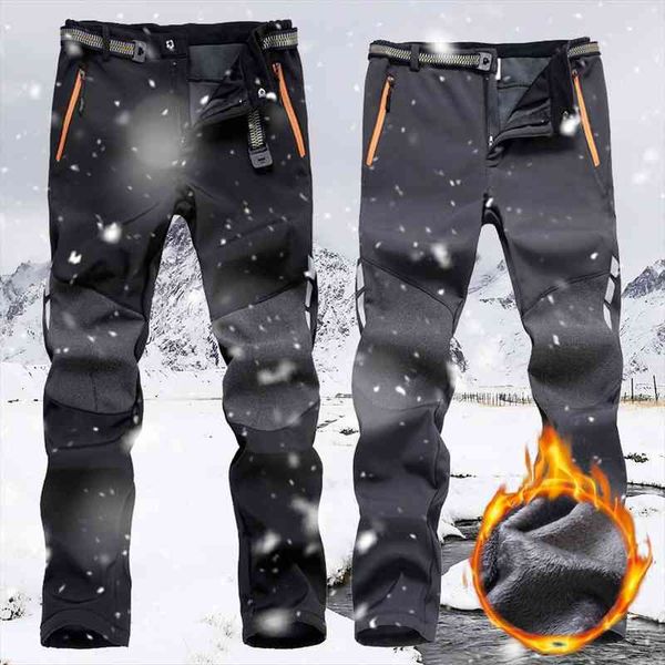 

autumn winter outdoor trekking waterproof women pant elastic waist hiking thicken wind proof sports trousers plus size 4xl, Black