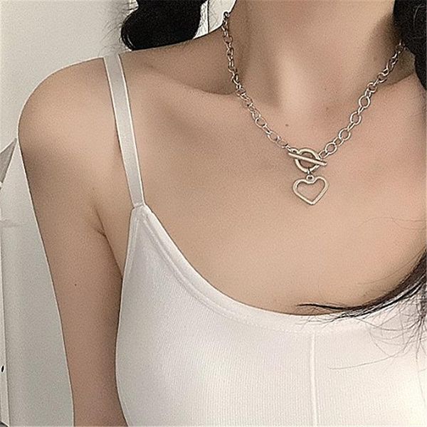 

pendant necklaces necklace for women love metal thick chain hip hop, Silver