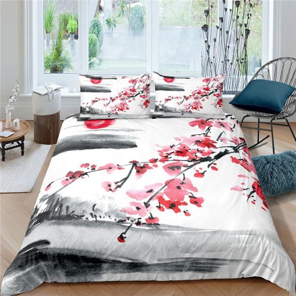 

bedding sets luxury 3d plum flower print 2/3pcs kids set comfortable animal duvet cover pillowcase home textile /king size