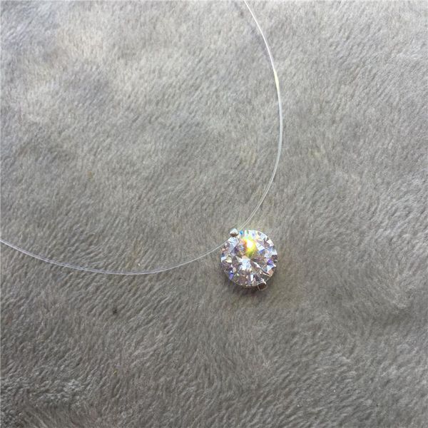 

chokers choker invisible fish line crystal necklace pendants neck zircon women clavicle chain lady feminino collar, Golden;silver