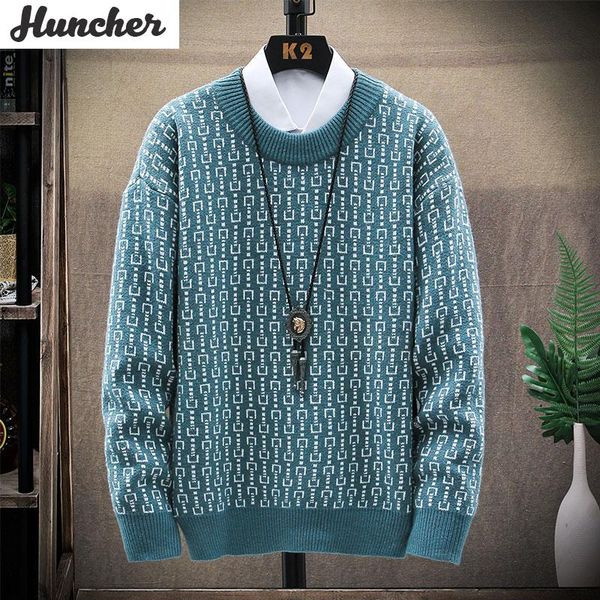 

huncher mens turtleneck sweater men 2021 korean style fashion jumper slim fit striped vintage pullover knitted blue men's sweaters, White;black