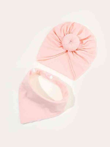 

baby plain ruched hat & bib she, Yellow