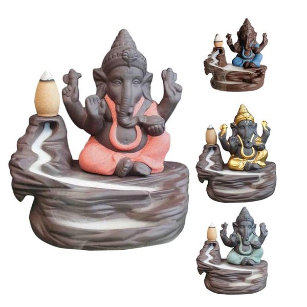 

fragrance lamps elephant god ganesha backflow incense burner india censer stick holder meditation ornaments home office decor crafts