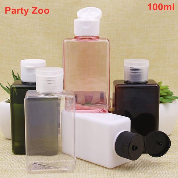 

storage bottles & jars 300 x 100ml pet empty square bottle for cosmetic packaging plastic with clear/white/black flip cap