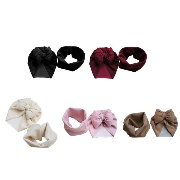 

caps & hats 2 pcs baby hat scarf set cute bowkot beanie cap spring autumn winter warm neckchief collar for infant toddler boy girl bonnet a, Yellow