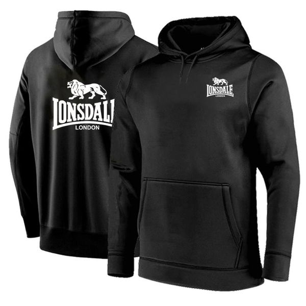 

men's hoodies & sweatshirts 2021 lonsdale print spring autumn comfortable customize pullover fleece cotton casual fashion coats top, Black