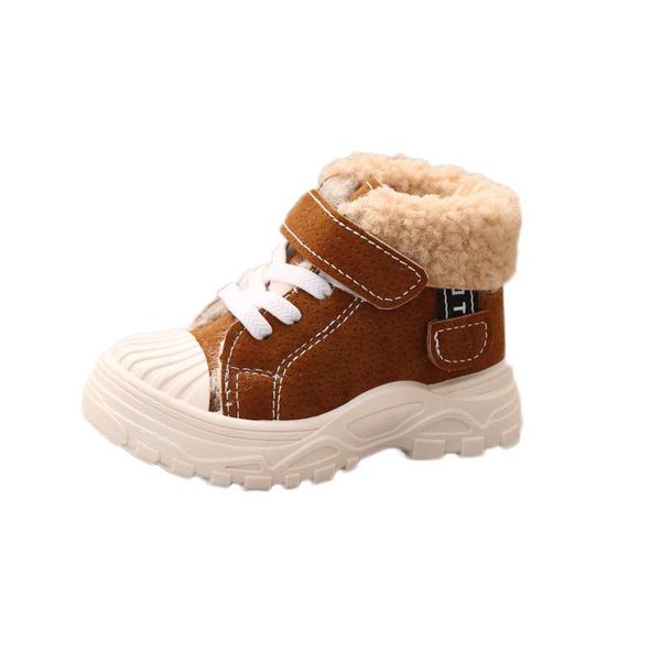 

boots children warm winter boys plus thicken velvet cotton shoes girls waterproof short baby, Black;grey
