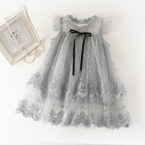 

lace girls party for kids girl dress princess wedding ceremony voile mesh dresses flower 3 8y summer children clothing, Red;yellow