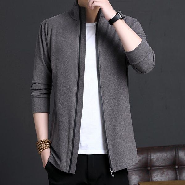 

men's jackets elegant gentleman stand collar cardigan mens winter autumn and coats large size zipper knitted cashmere sweater husband, Black;brown