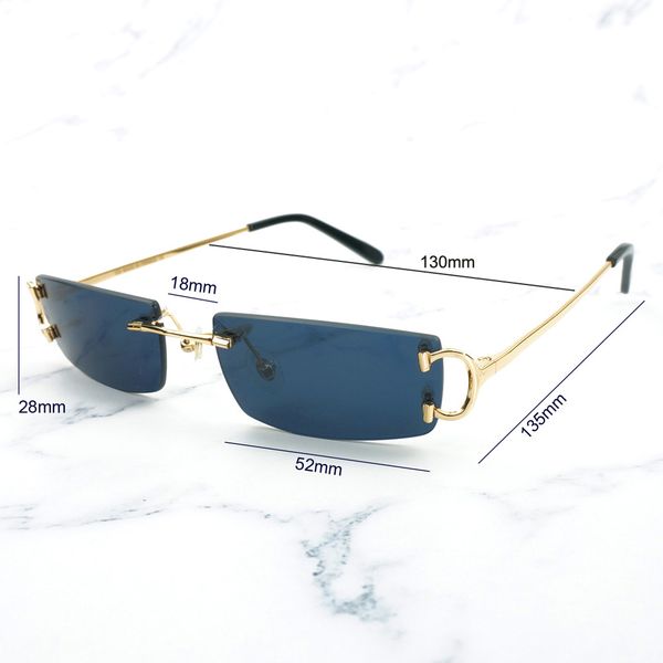

small size square rimless sunglasses men women with c decoration wire frame luxury eyewear for summer outdoor traveling rtsxjrzsj, White;black