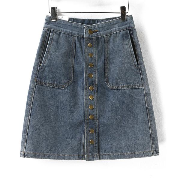 

skirts women's summer mini skirt button denim jeans, Black
