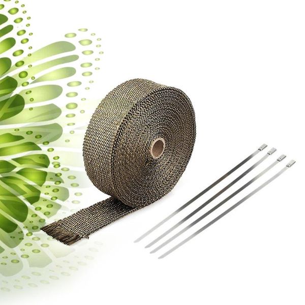 

manifold & parts high temperature exhaust heat wrap heater retention resistant downpipe shield tape with 4 stainless cable ties for car