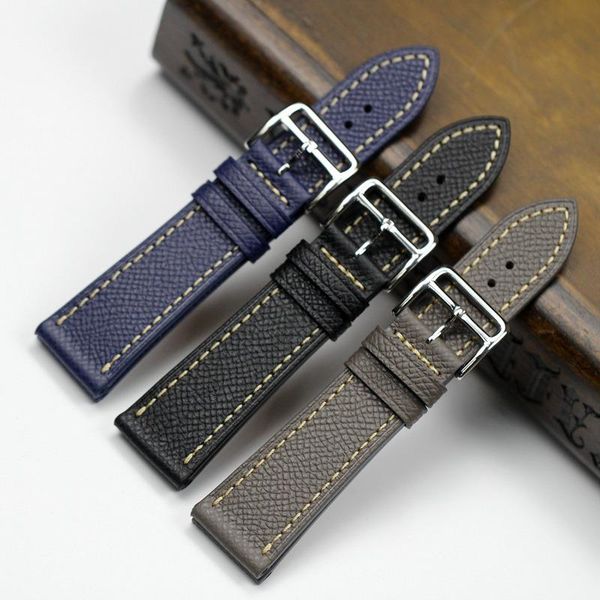 

watch bands allbai 2021 mans replacement strap manual vintage soft palmprint dermal 20 22 mm leather, Black;brown