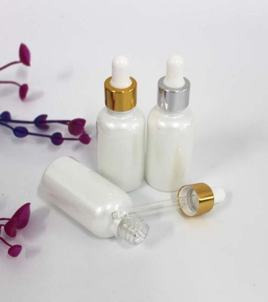 

storage bottles & jars 10/20pcs 30ml pearl white glass dropper bottle empty cosmetic packaging container vials essential oil