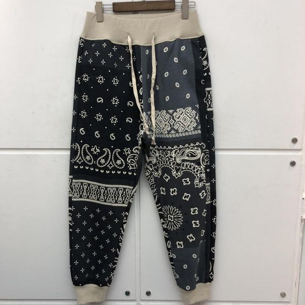 

2021fw kapital woman sweatpants streetwear heavy fabric joggers drawstring pants cashew flower trousers men clothing men's, Black