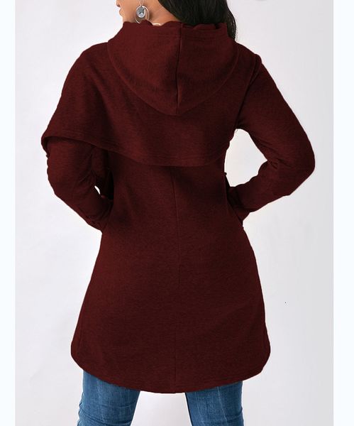 

women winter xxl autumn long sleeve neck loose coat fashion warm af-006, Black