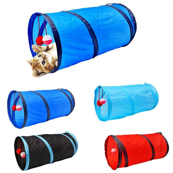 

small animal supplies cat tunnel toy funny pet 2 holes play tubes balls collapsible crinkle kitten toys puppy ferrets dog