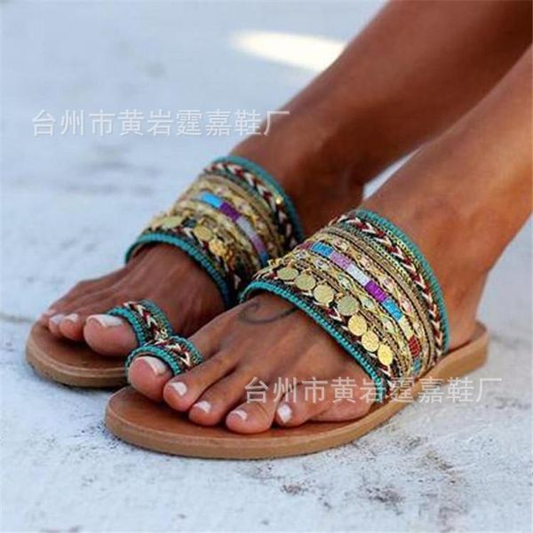 

ladies slippers summer casual flat sandals beach open-toed shoes fashionable versatile personality trendy, Black