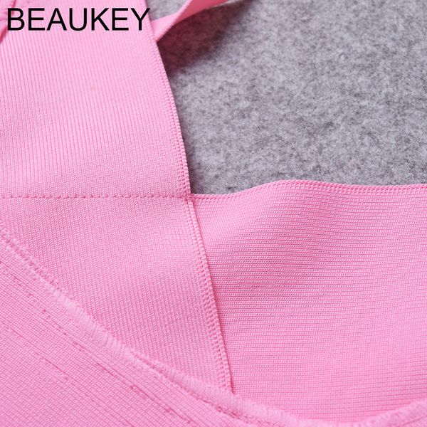 

2021beaukey fashion pink bandage dresses women spaghetti strap belt sashes green white v neck party club vestidos bodycon 2021, Black;gray