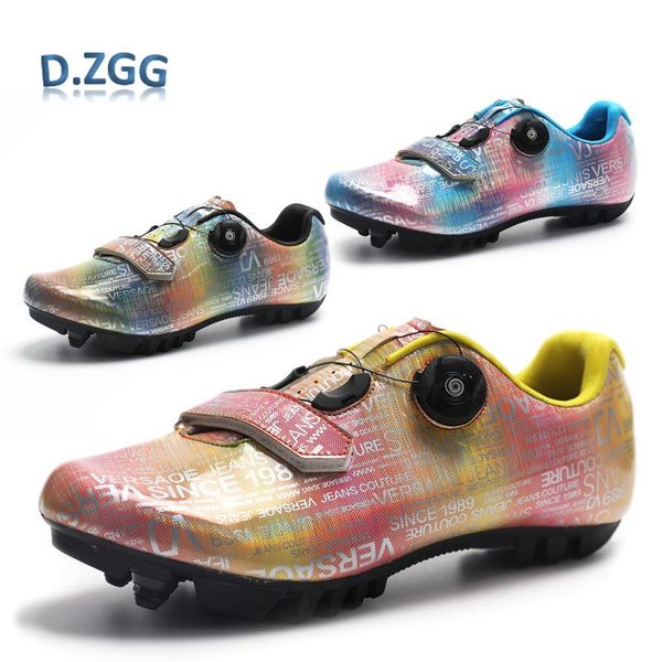 

outdoor mountain bike cycling shoes men's road self-locking bicycle women fashion rainbow color footwear, Black