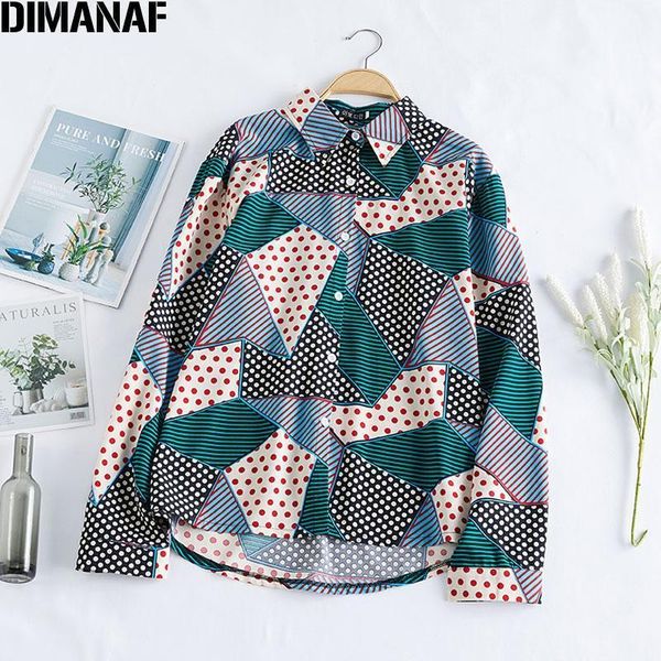 

women's blouses & shirts dimanaf plus size women blouse female polka dot patchwork plaid long sleeve chiffon show thin loose fashion x, White